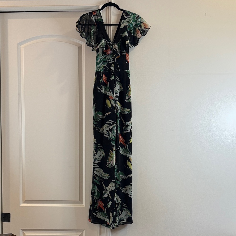 Gianni Bini Black Floral Maxi Jumpsuit